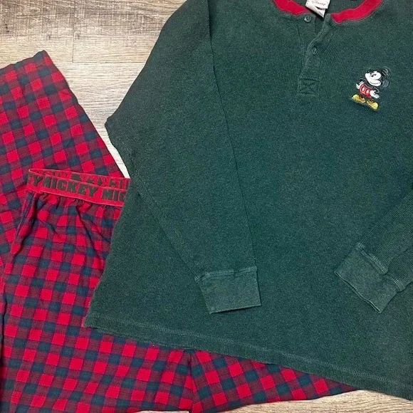Disney Mickey Mouse Womens Pajamas - Red and Green - Picture 2 of 5